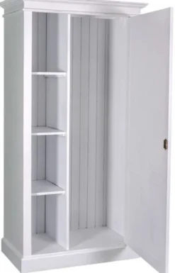 Casa Padrino Landhausstil Kleiderschrank Antik Weiß 100 x 67 x H. 200 cm - Massivholz Schlafzimmerschrank mit Tür - Landhausstil Schlafzimmermöbel