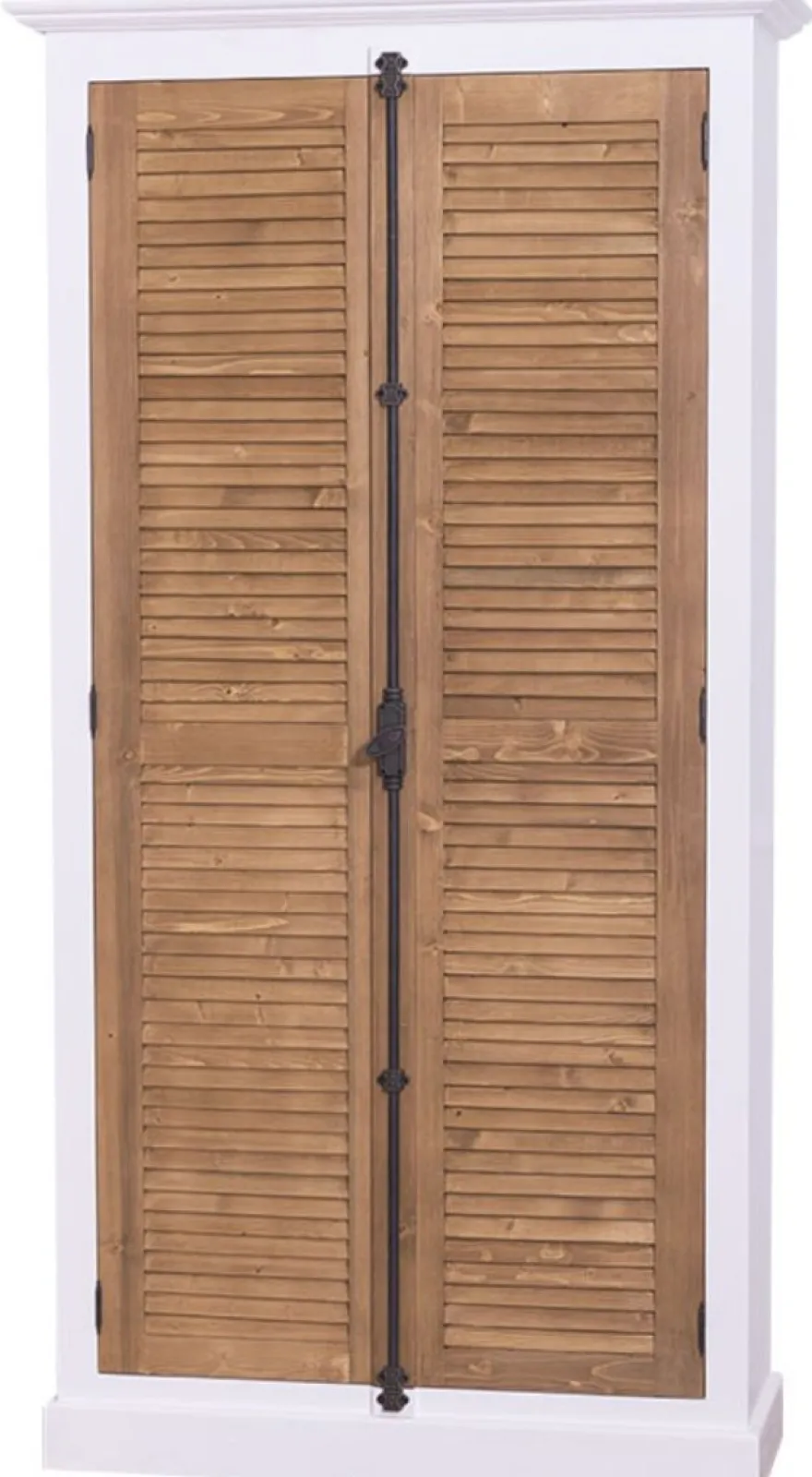 Casa Padrino Landhausstil Kleiderschrank aus Kiefernholz in Weiß / Braun, 109 x 39 x H. 210 cm