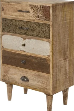 Casa Padrino Landhausstil Kommode mit 5 Schubladen Naturfarben / Mehrfarbig 48 x 27 x H. 80 cm - Landhausstil Möbel
