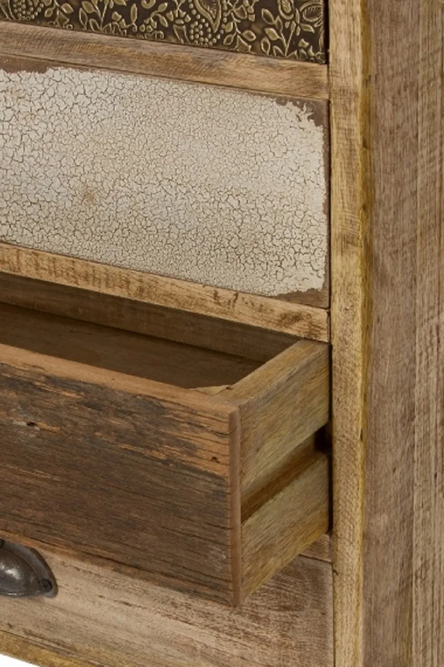 Casa Padrino Landhausstil Kommode mit 5 Schubladen Naturfarben / Mehrfarbig 48 x 27 x H. 80 cm - Landhausstil Möbel