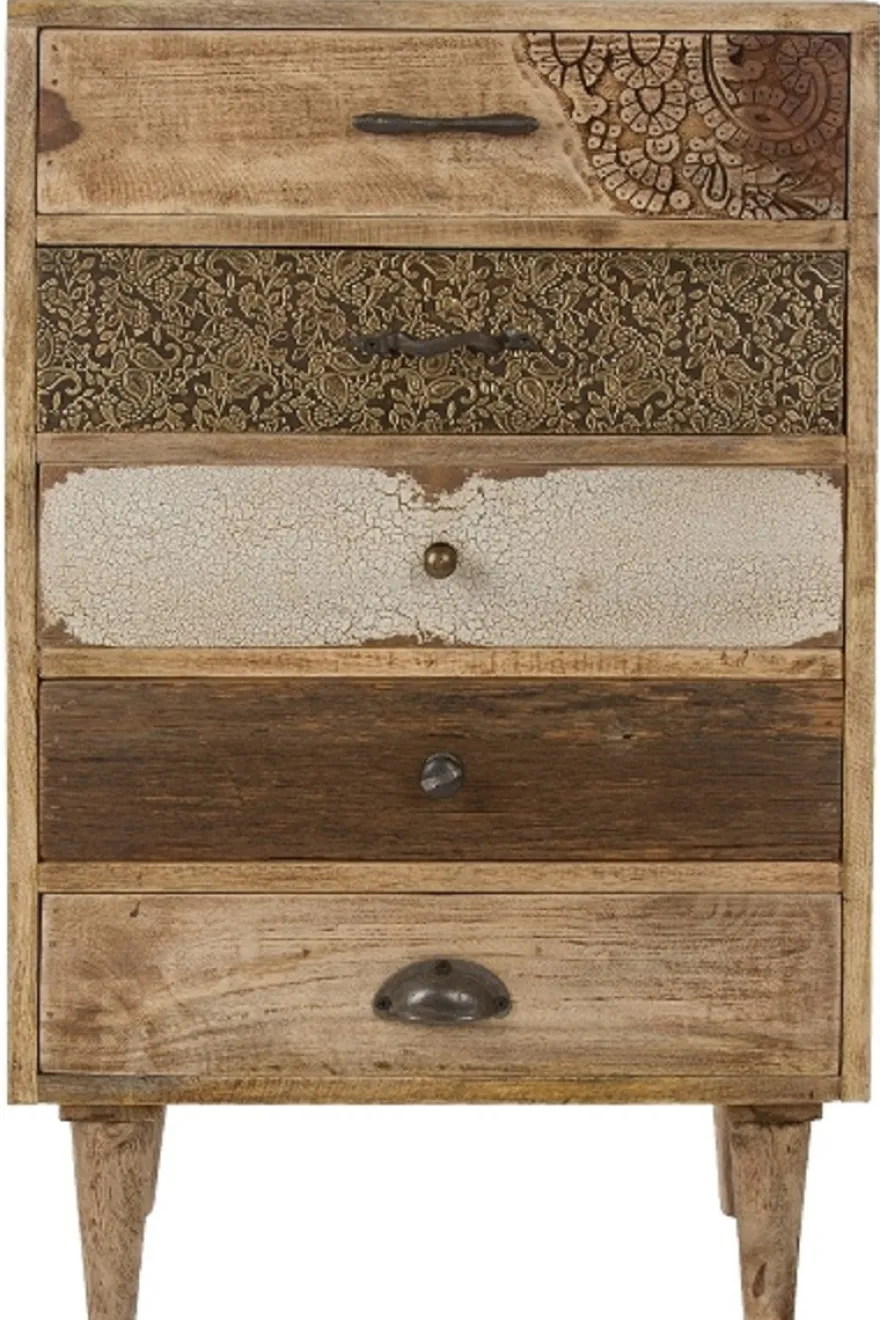 Casa Padrino Landhausstil Kommode mit 5 Schubladen Naturfarben / Mehrfarbig 48 x 27 x H. 80 cm - Landhausstil Möbel