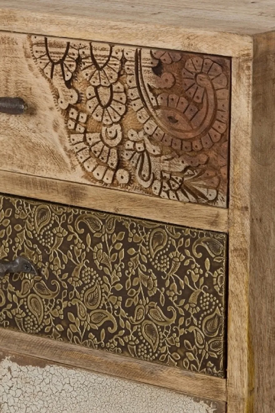 Casa Padrino Landhausstil Kommode mit 5 Schubladen Naturfarben / Mehrfarbig 48 x 27 x H. 80 cm - Landhausstil Möbel