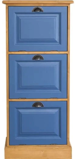 Casa Padrino Landhausstil Kommode Naturfarben / Blau 55 x 40 x H. 126 cm - Möbel im Landhausstil