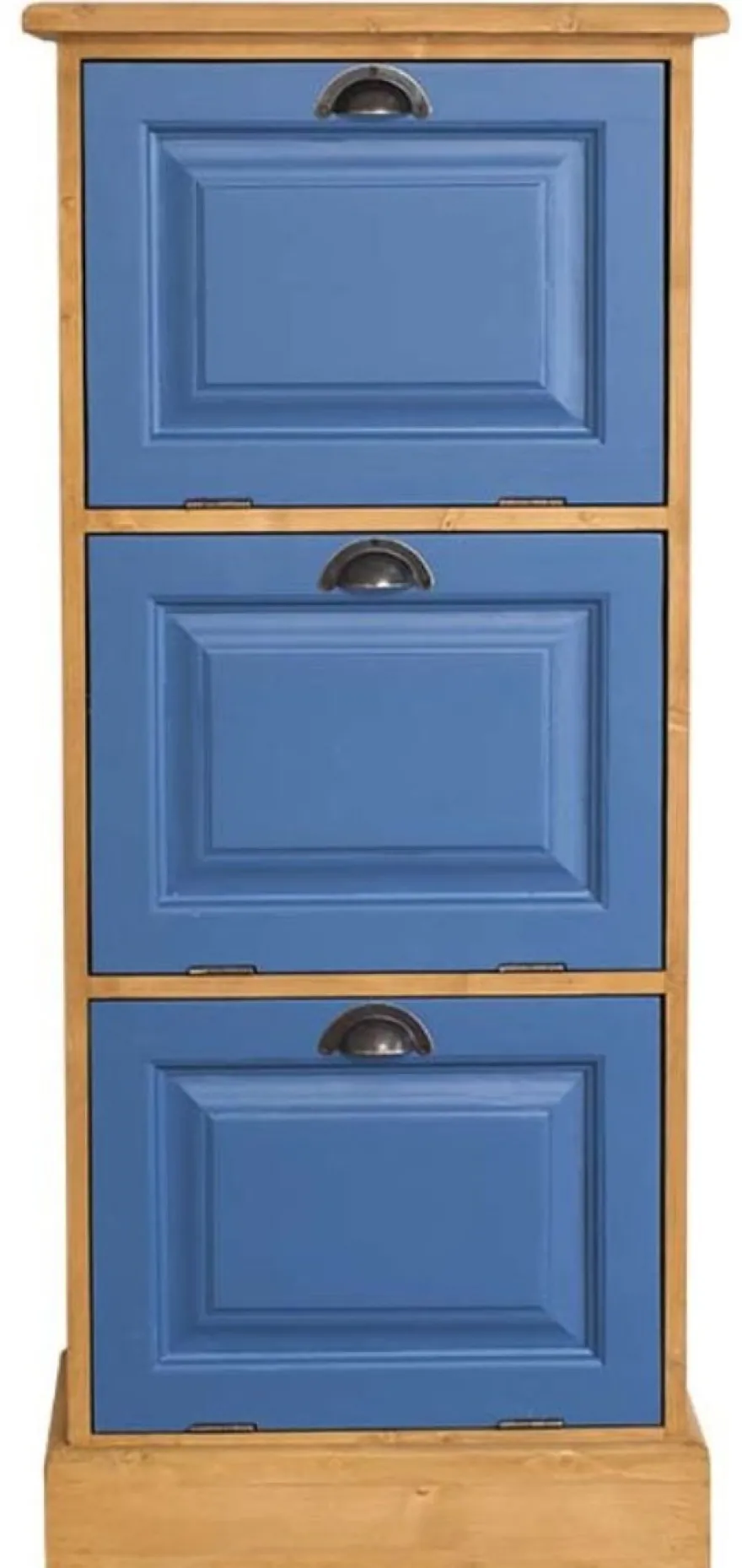 Casa Padrino Landhausstil Kommode Naturfarben / Blau 55 x 40 x H. 126 cm - Möbel im Landhausstil