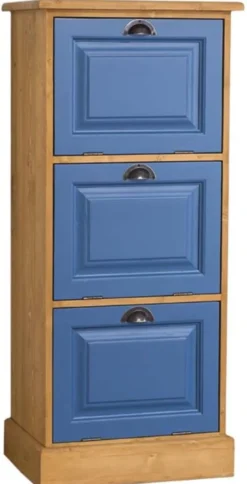 Casa Padrino Landhausstil Kommode Naturfarben / Blau 55 x 40 x H. 126 cm - Möbel im Landhausstil