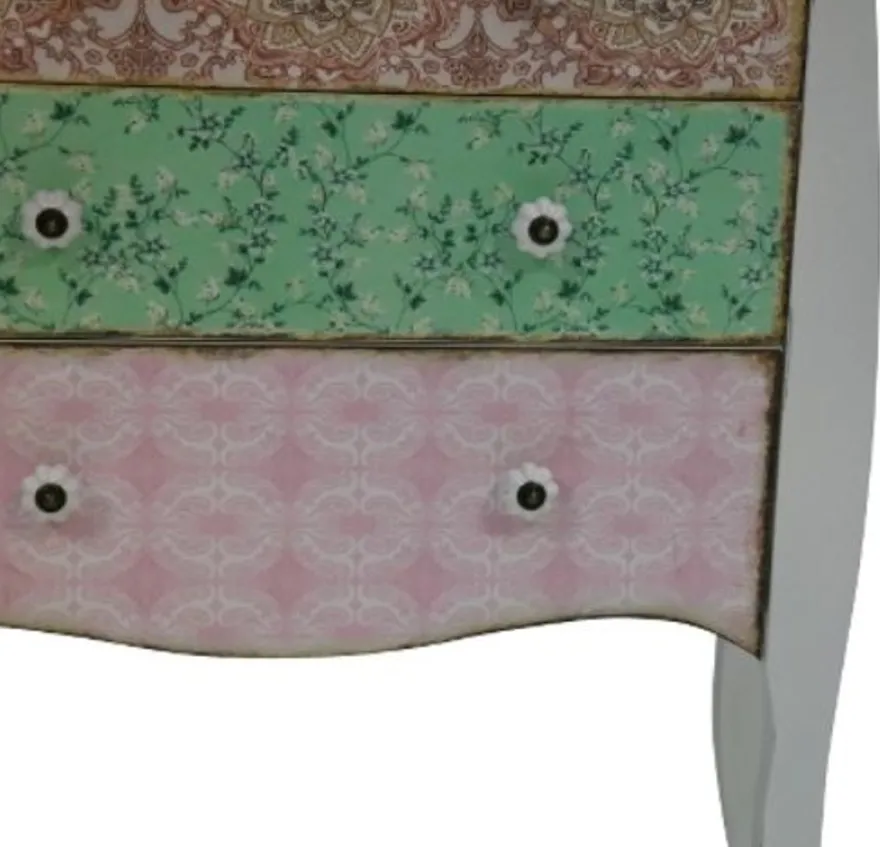 Casa Padrino Landhausstil Kommode Shabby Chic in Antik Weiß und Mehrfarbig, 75 x 38 x H. 76 cm