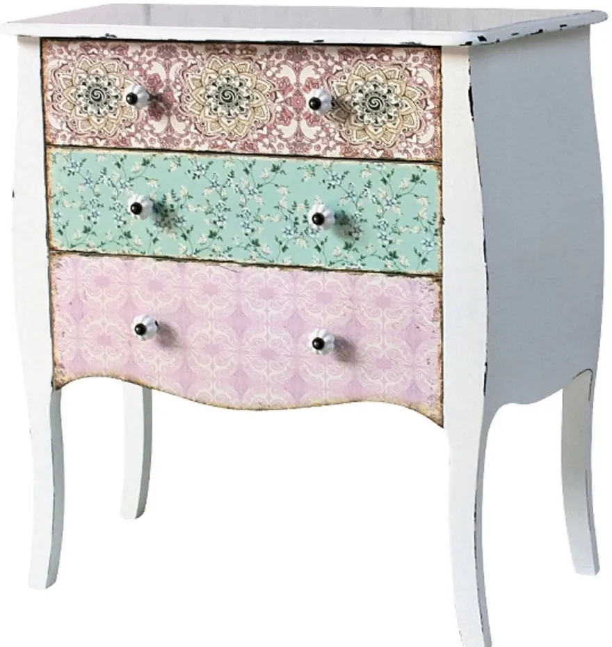 Casa Padrino Landhausstil Kommode Shabby Chic in Antik Weiß und Mehrfarbig, 75 x 38 x H. 76 cm