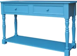 Casa Padrino Landhausstil Konsolentisch mit 2 Schubladen und Regal Blau 152 x 51 x H. 90 cm - Landhausstil Hotel Möbel