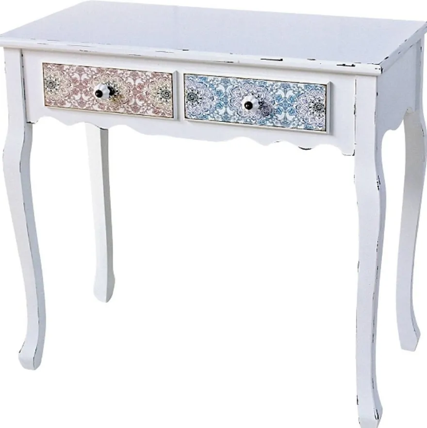 Casa Padrino Landhausstil Konsole im Shabby Chic Design, Antik Weiß und Mehrfarbig, 80 x 40 x H. 74 cm
