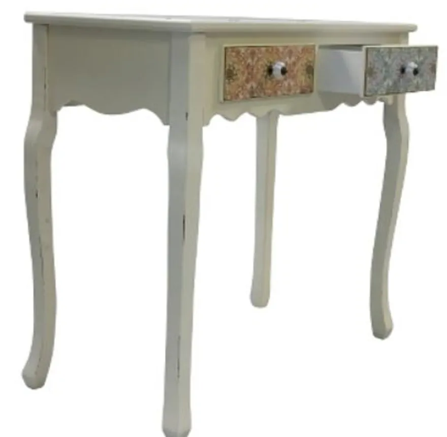 Casa Padrino Landhausstil Konsole im Shabby Chic Design, Antik Weiß und Mehrfarbig, 80 x 40 x H. 74 cm