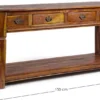 Casa Padrino Landhausstil Konsole Braun / Naturfarben 150 x 45 x H. 78 cm - Rustikaler Massivholz Konsolentisch mit 4 Schubladen - Rustikale Möbel - Massivholz Möbel - Landhausstil Möbel