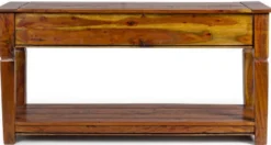 Casa Padrino Landhausstil Konsole Braun / Naturfarben 150 x 45 x H. 78 cm - Rustikaler Massivholz Konsolentisch mit 4 Schubladen - Rustikale Möbel - Massivholz Möbel - Landhausstil Möbel