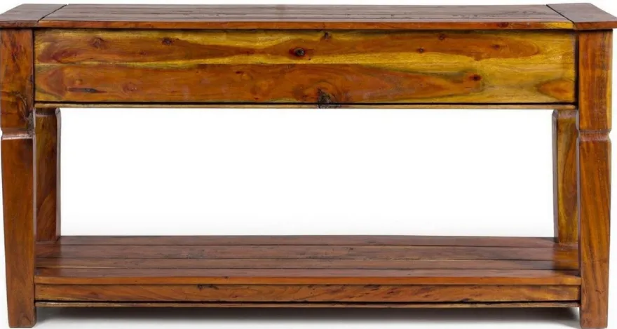 Casa Padrino Landhausstil Konsole Braun / Naturfarben 150 x 45 x H. 78 cm - Rustikaler Massivholz Konsolentisch mit 4 Schubladen - Rustikale Möbel - Massivholz Möbel - Landhausstil Möbel
