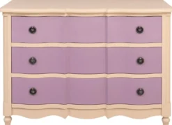 Casa Padrino Landhausstil Kommode mit 3 Schubladen Beige / Lila 130 cm - Landhausstil Möbel