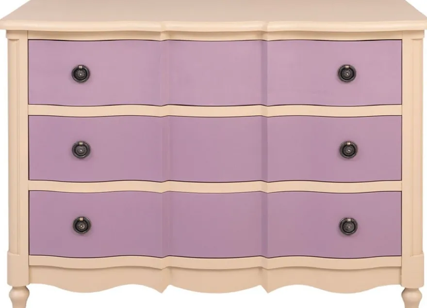 Casa Padrino Landhausstil Kommode mit 3 Schubladen Beige / Lila 130 cm - Landhausstil Möbel