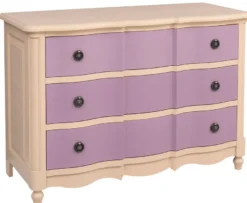 Casa Padrino Landhausstil Kommode mit 3 Schubladen Beige / Lila 130 cm - Landhausstil Möbel