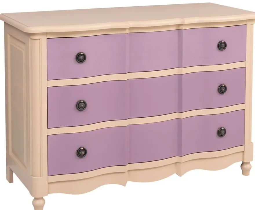 Casa Padrino Landhausstil Kommode mit 3 Schubladen Beige / Lila 130 cm - Landhausstil Möbel