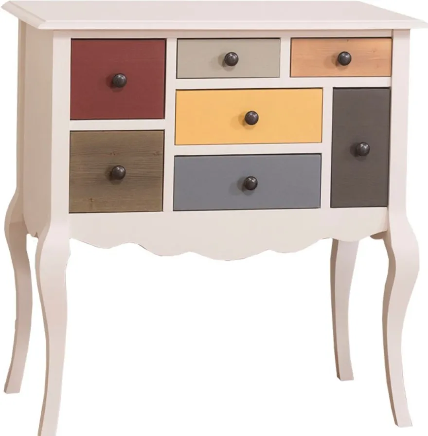 Casa Padrino Landhausstil Kommode Cremefarben / Mehrfarbig 80 x 48 x H. 82 cm - Landhausstil Kommode mit 7 Schubladen