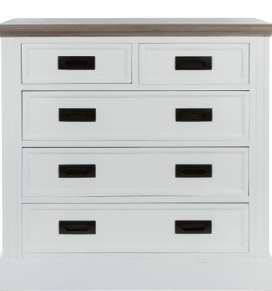 Casa Padrino Landhausstil Kommode mit 5 Schubladen Weiß / Grau 85 x 40 x H. 86 cm - Landhausstil Möbel