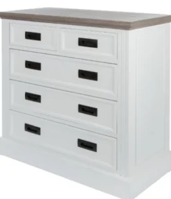 Casa Padrino Landhausstil Kommode mit 5 Schubladen Weiß / Grau 85 x 40 x H. 86 cm - Landhausstil Möbel