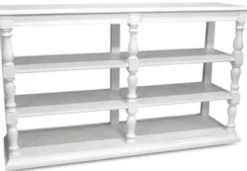 Casa Padrino Landhausstil Konsole Weiß 160 x 45 x H. 95 cm - Massivholz Regalschrank - Landhausstil Möbel