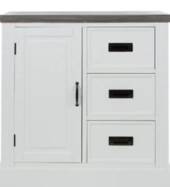 Casa Padrino Landhausstil Kommode mit Tür und 3 Schubladen Weiß / Grau 80 x 40 x H. 85 cm - Landhausstil Möbel