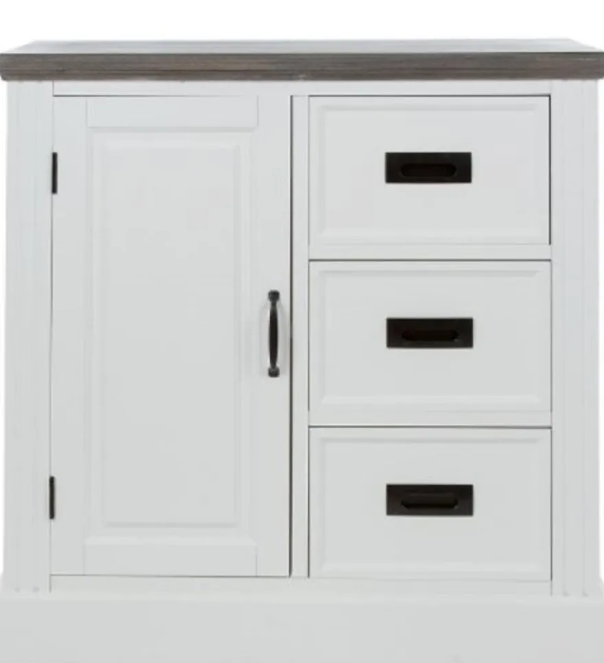 Casa Padrino Landhausstil Kommode mit Tür und 3 Schubladen Weiß / Grau 80 x 40 x H. 85 cm - Landhausstil Möbel