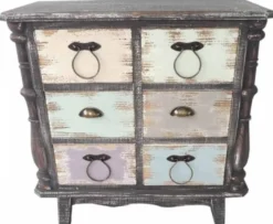 Casa Padrino Landhausstil Kommode Shabby Chic Antik Schwarz / Mehrfarbig 80 x 38 x H. 79 cm