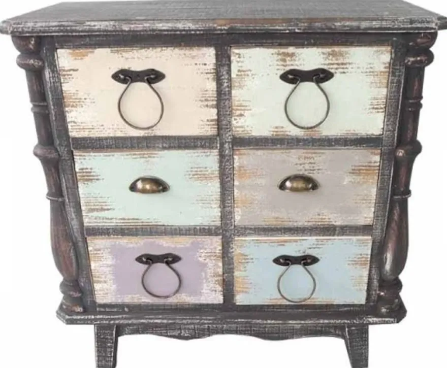 Casa Padrino Landhausstil Kommode Shabby Chic Antik Schwarz / Mehrfarbig 80 x 38 x H. 79 cm