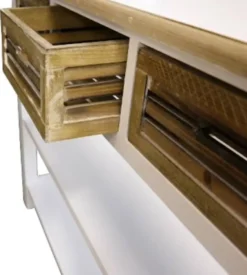 Casa Padrino Landhausstil Konsolentisch mit 3 Schubladen in Antik Weiß und Naturfarben 115 x 41 x H. 87 cm