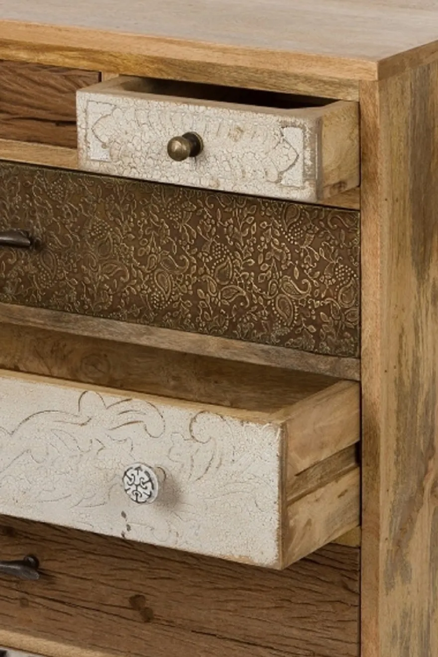 Casa Padrino Landhausstil Kommode mit 7 Schubladen Naturfarben / Mehrfarbig 70 x 30 x H. 80 cm - Landhausstil Möbel
