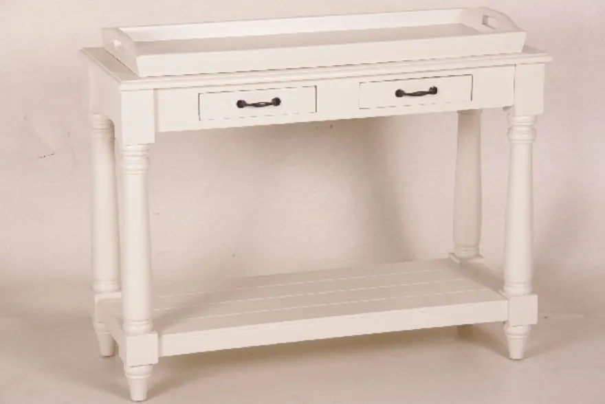 Casa Padrino Landhaus Stil Konsolentisch mit abnehmbarem Tablett in Weiß - 100 x 40 x 80 cm - Shabby Chic Massivholz Konsole
