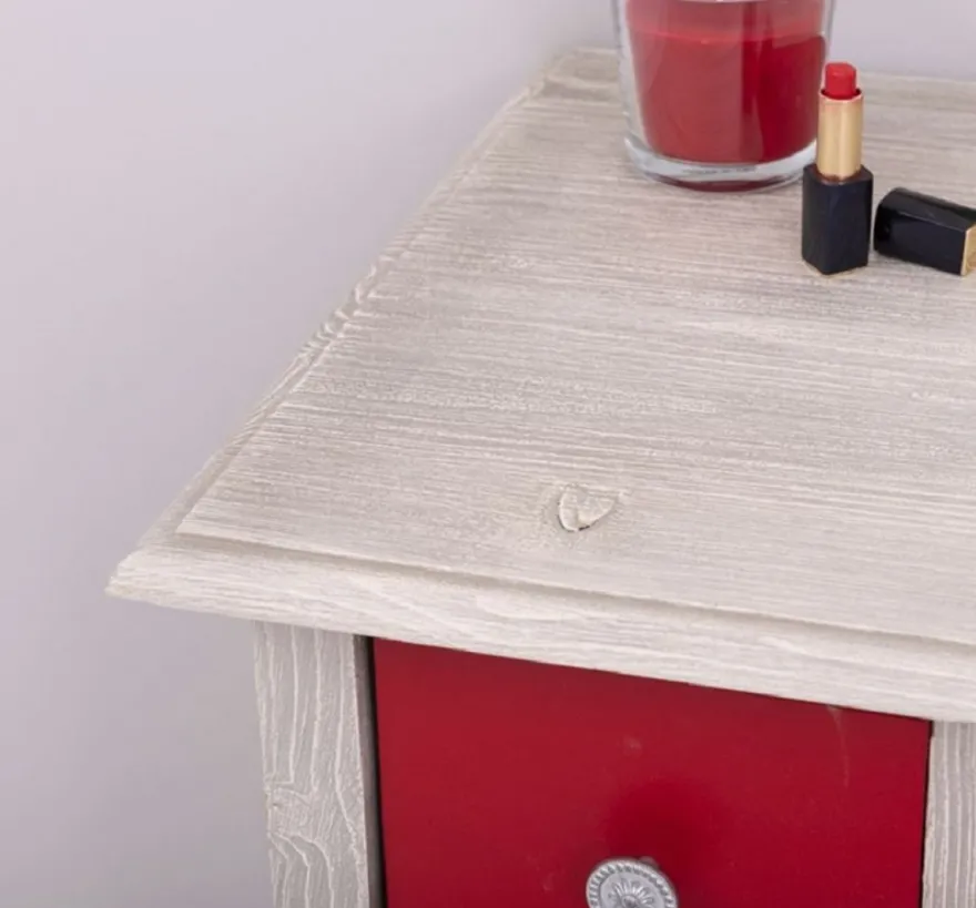 Casa Padrino Landhausstil Kommode mit Spiegel Hellgrau / Rot - Massivholz Schrank mit Wandspiegel - Landhausstil Garderoben Möbel
