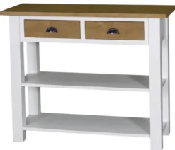Casa Padrino Landhausstil Konsolentisch mit 2 Schubladen Weiß und Naturfarben 110 x 45 x H. 89 cm