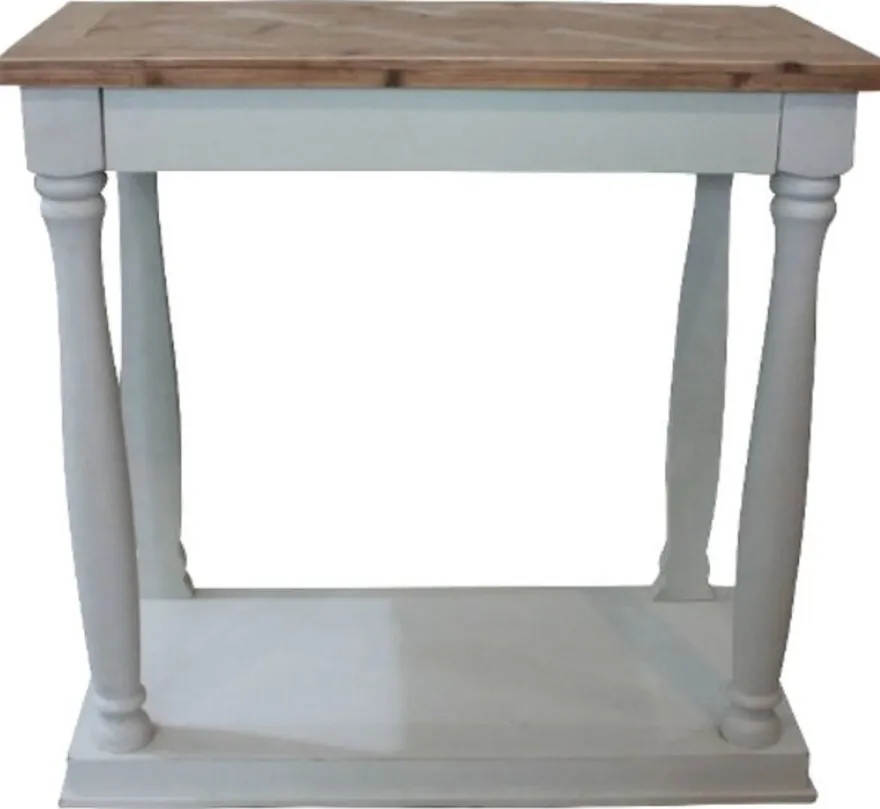 Casa Padrino Landhausstil Konsole Weiß / Naturfarben 81 x 40 x H. 80 cm - Handgefertigter Konsolentisch