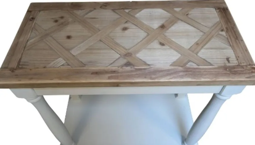 Casa Padrino Landhausstil Konsole Weiß / Naturfarben 81 x 40 x H. 80 cm - Handgefertigter Konsolentisch