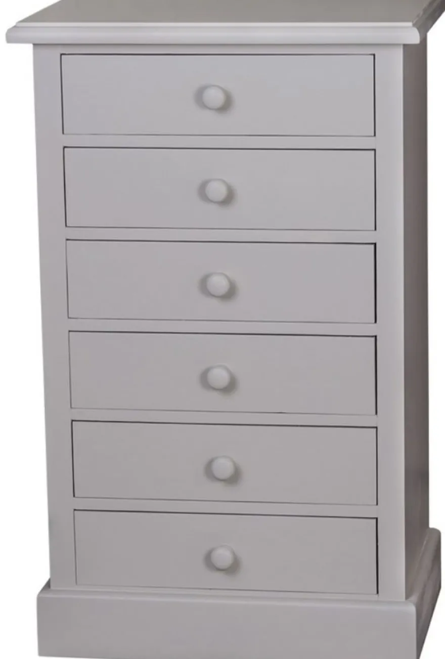 Casa Padrino Landhausstil Kommode mit 6 Schubladen, Grau, 60 x 41 x H. 97 cm