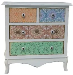 Casa Padrino Landhausstil Kommode Shabby Chic in Antik Weiß / Mehrfarbig 70 x 38 x H. 71 cm