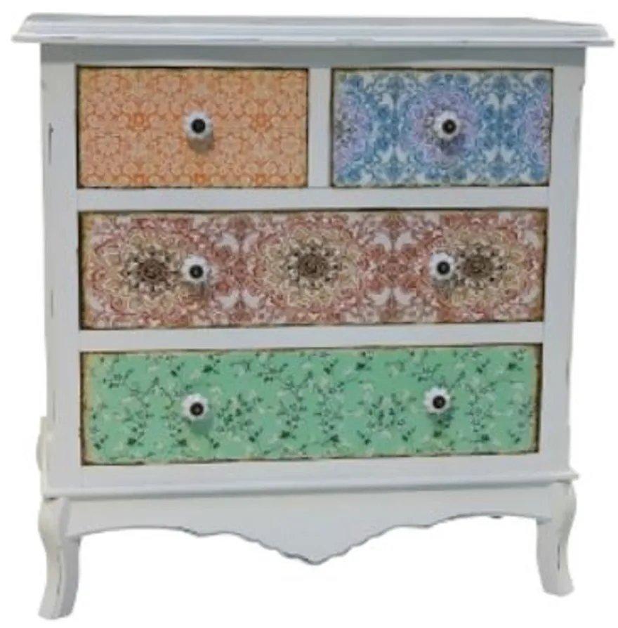 Casa Padrino Landhausstil Kommode Shabby Chic in Antik Weiß / Mehrfarbig 70 x 38 x H. 71 cm
