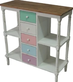 Casa Padrino Landhausstil Kommode mit 5 Schubladen Antik Weiß / Mehrfarbig 100 x 40 x H. 105 cm - Shabby Chic Möbel