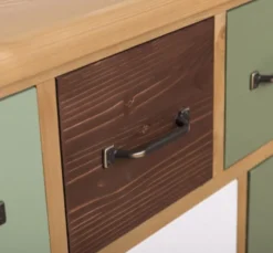 Casa Padrino Landhausstil Kommode Hellbraun / Mehrfarbig 180 x 48 x H. 95 cm - Massivholz Schrank mit 19 Schubladen - Landhausstil Möbel