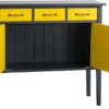 Casa Padrino Landhausstil Kommode mit 3 Schubladen und 2 Türen Dunkelgrau / Gelb 100 x 41 x H. 90 cm - Landhausstil Möbel