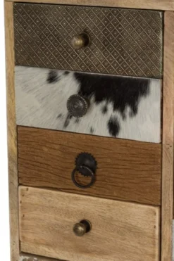 Casa Padrino Landhausstil Kommode Naturfarben / Mehrfarbig 55 x 30 x H. 110 cm - Landhausstil Schrank mit Tür und 11 Schubladen