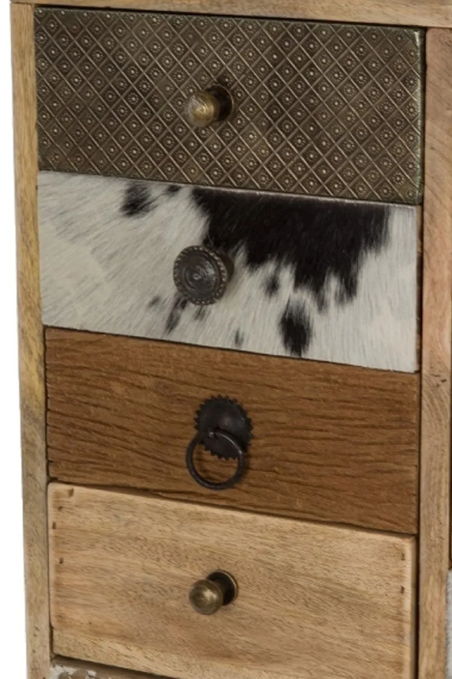 Casa Padrino Landhausstil Kommode Naturfarben / Mehrfarbig 55 x 30 x H. 110 cm - Landhausstil Schrank mit Tür und 11 Schubladen