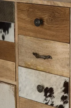 Casa Padrino Landhausstil Kommode Naturfarben / Mehrfarbig 55 x 30 x H. 110 cm - Landhausstil Schrank mit Tür und 11 Schubladen