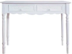 Casa Padrino Landhausstil Konsole Weiß 98 x 34 x H. 78 cm - Handgefertigter Konsolentisch mit 2 Schubladen
