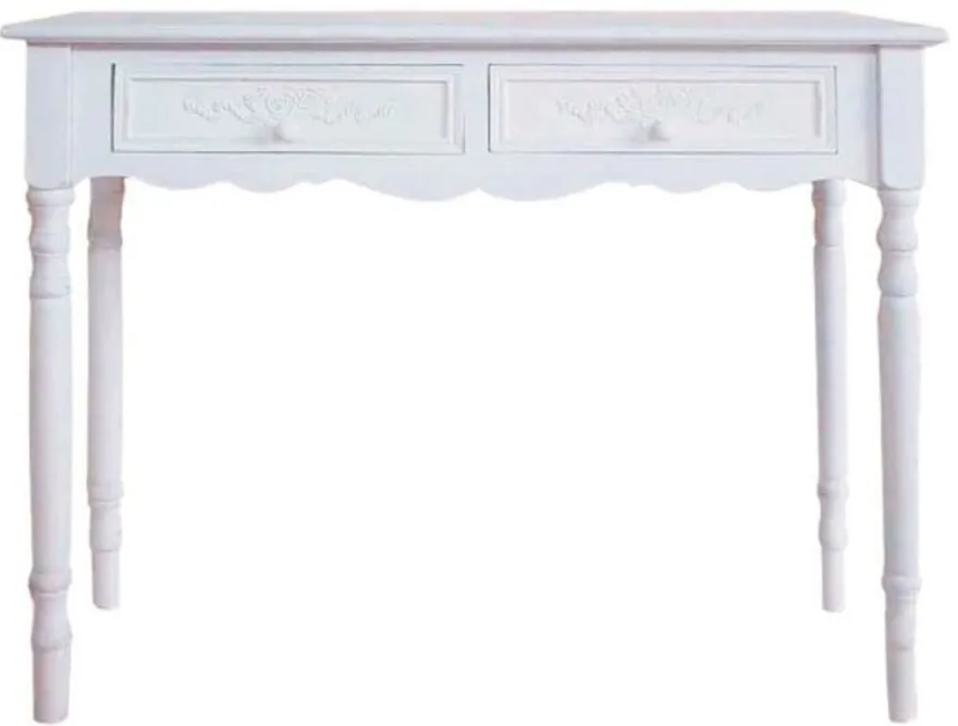 Casa Padrino Landhausstil Konsole Weiß 98 x 34 x H. 78 cm - Handgefertigter Konsolentisch mit 2 Schubladen