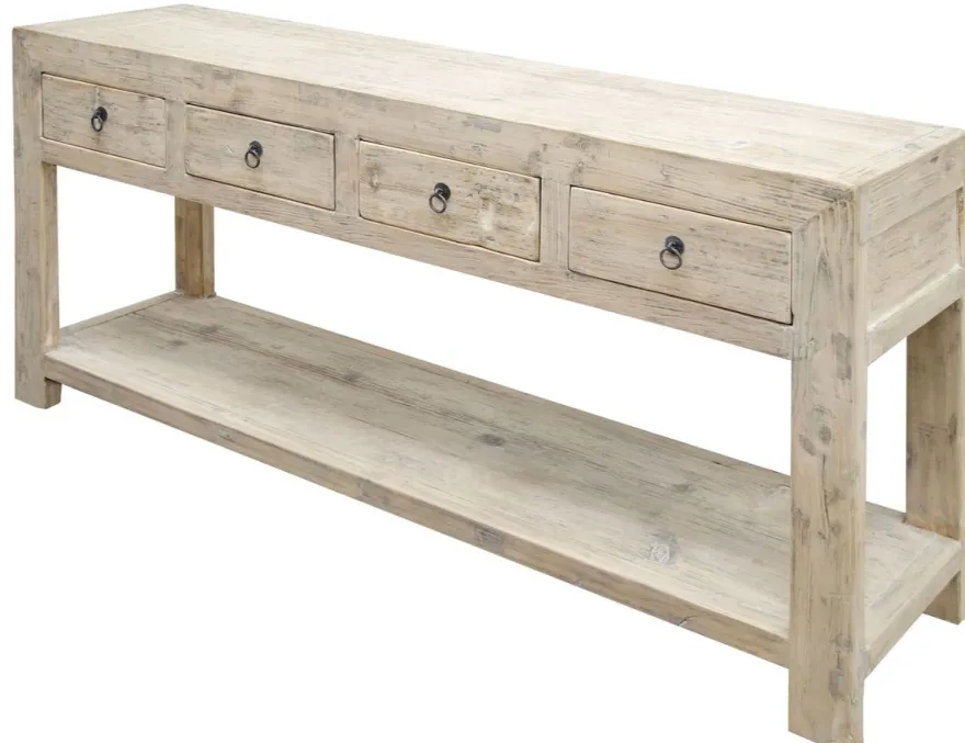 Casa Padrino Landhausstil Konsolentisch mit 4 Schubladen Naturfarben 170 x 45 x H. 85 cm - Landhausstil Konsole