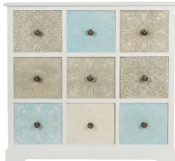 Casa Padrino Landhausstil Kommode mit 9 Schubladen Weiß / Mehrfarbig 100 x 40 x H. 92 cm - Landhausstil Möbel