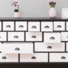 Casa Padrino Landhausstil Kommode Schwarz / Weiß 180 x 48 x H. 95 cm - Massivholz Schrank mit 19 Schubladen - Landhausstil Möbel - Möbel im Landhausstil - Landhausstil Einrichtung